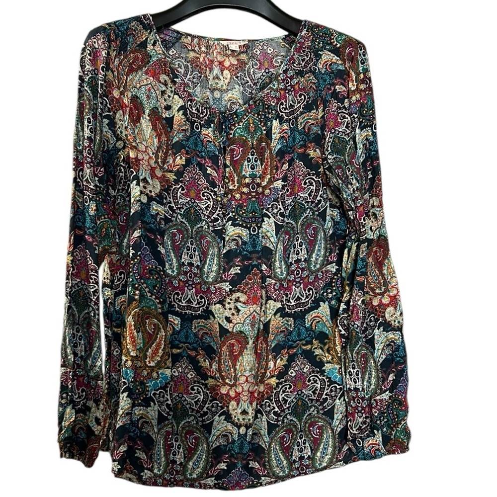 Vintage Esprit women blouse paisley 80’s colorful size 10 lightweight bohemian